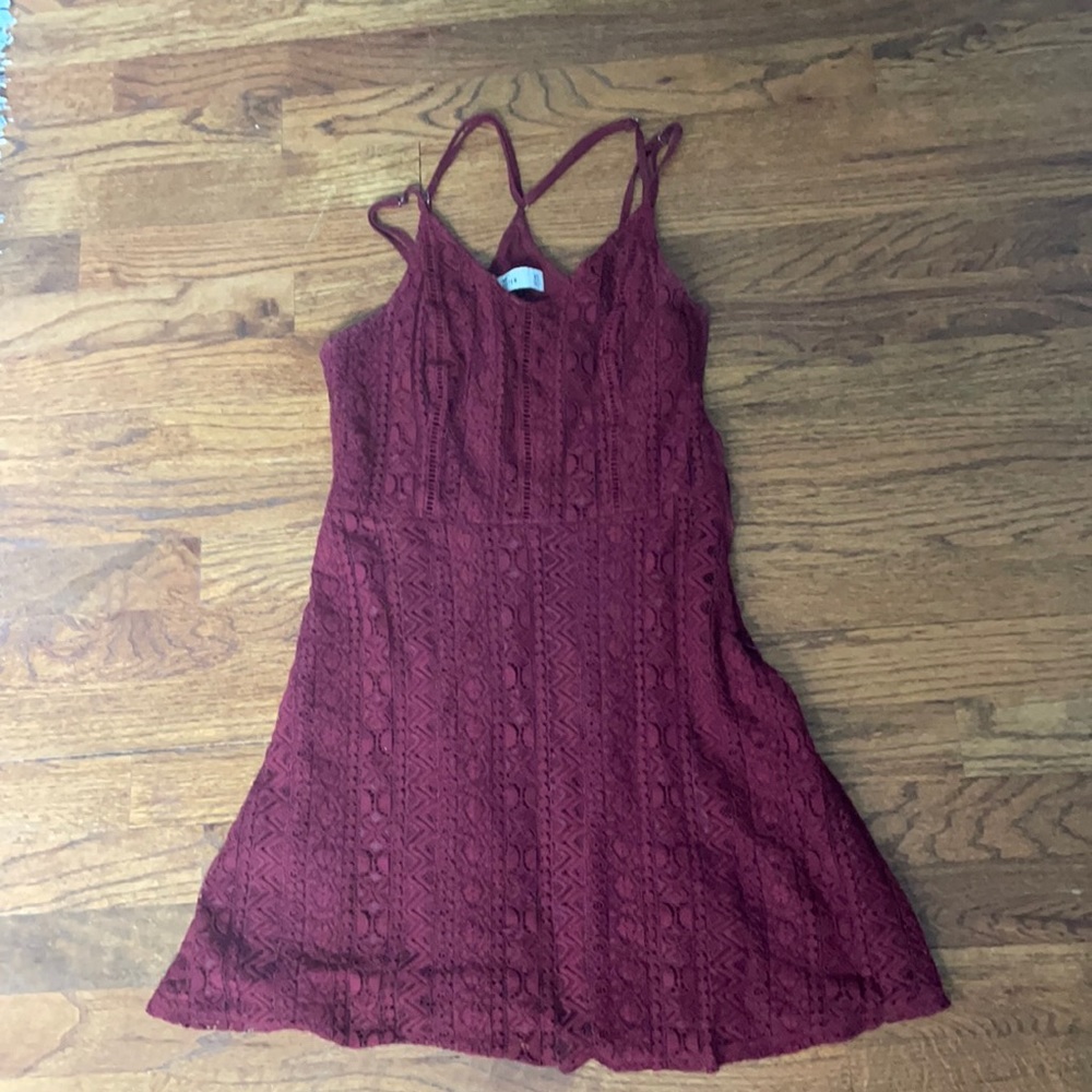 Hollister Floral Burgundy Dress